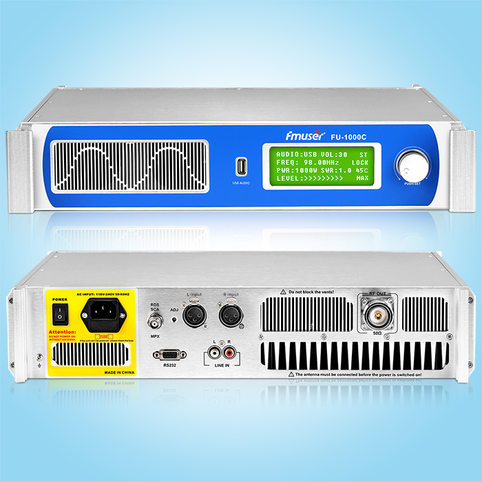 FMUSER FU-1000C 1000W FM Transmitter With USB Audio Input Interface